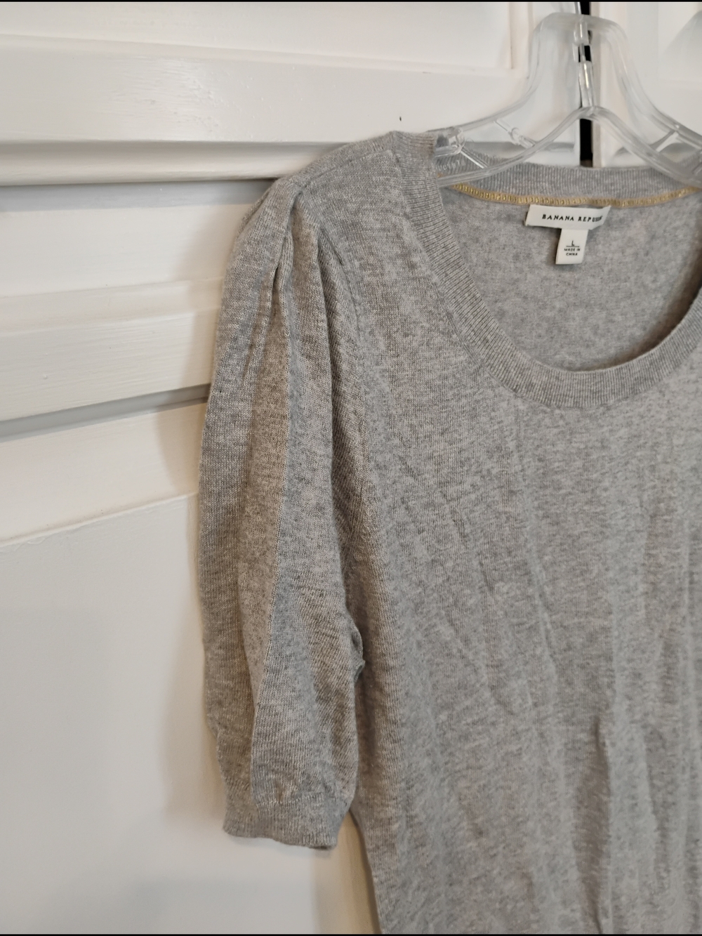 Banana Republic Women's Light Gray Cotton Blend Twinset - Picture 6 of 9